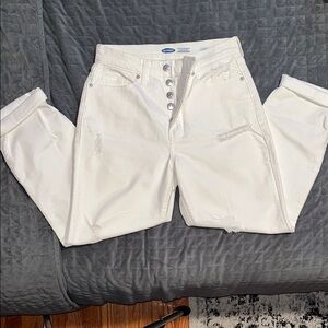 Old Navy White Button-Fly Jeans